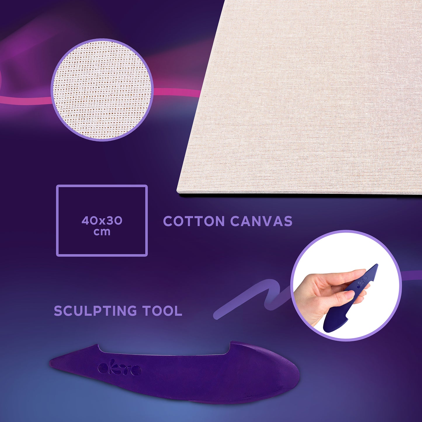 OKTO Sensory Art 3D Painting “Koi Carps” – 11.8” x 15.7” Canvas Kit