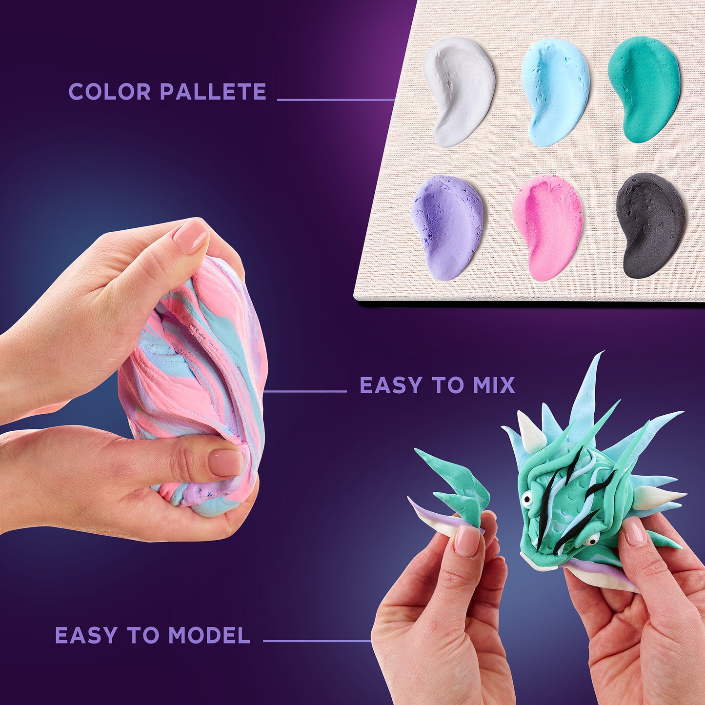 OKTO Manga Elements — Air — 3D Clay Canvas Kit (11.8×15.7 in) — Ages 10+