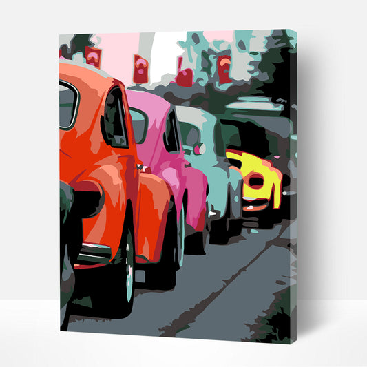 Artwille DIY Paint by Numbers for Adults and Kids - Bright Retro Car
