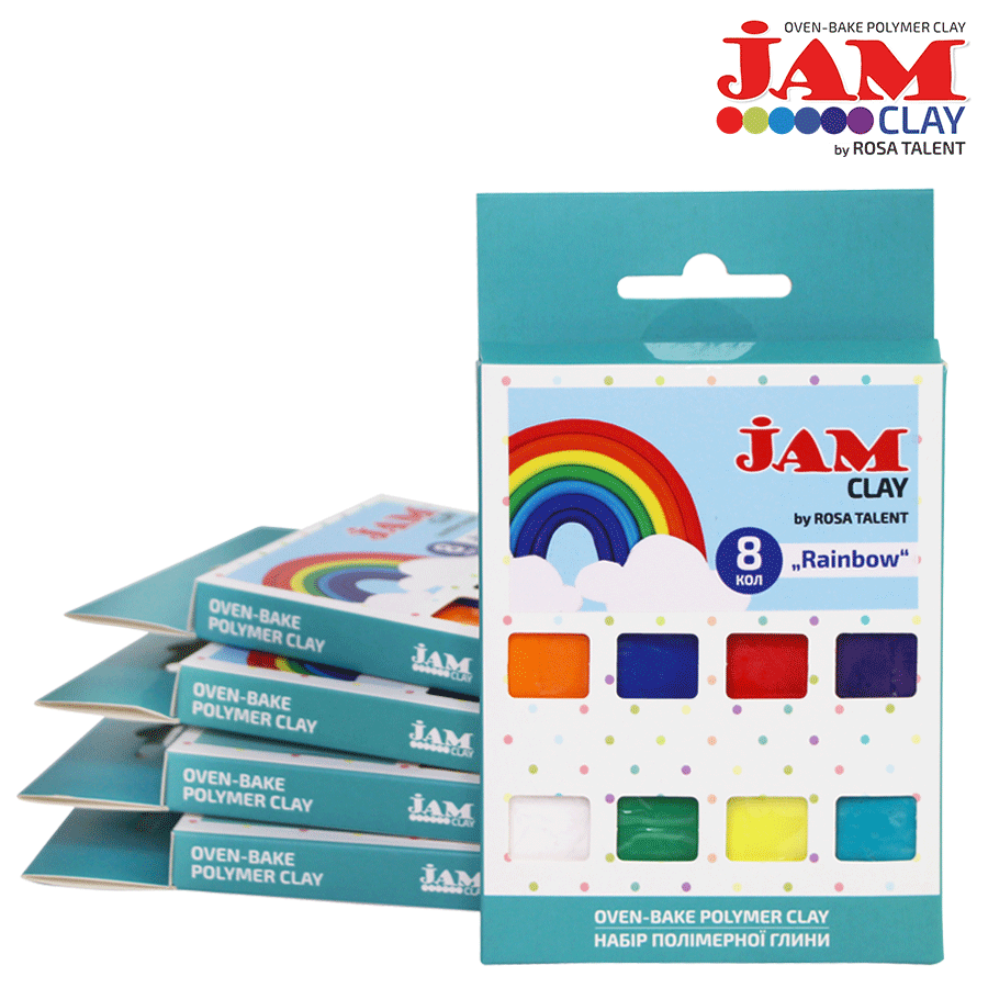 Polimer clay, set "Rainbow", 8x20g, Jam Clay, ROSA TALENT