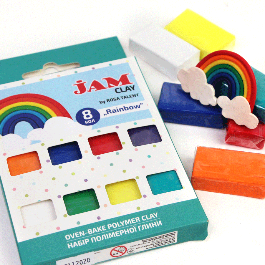 Polimer clay, set "Rainbow", 8x20g, Jam Clay, ROSA TALENT