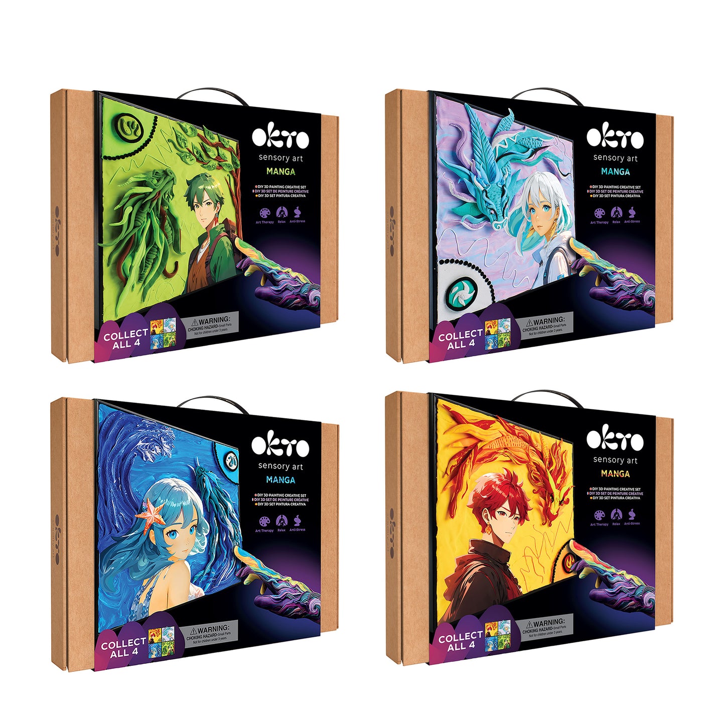OKTO Manga Elements — Air — 3D Clay Canvas Kit (11.8×15.7 in) — Ages 10+