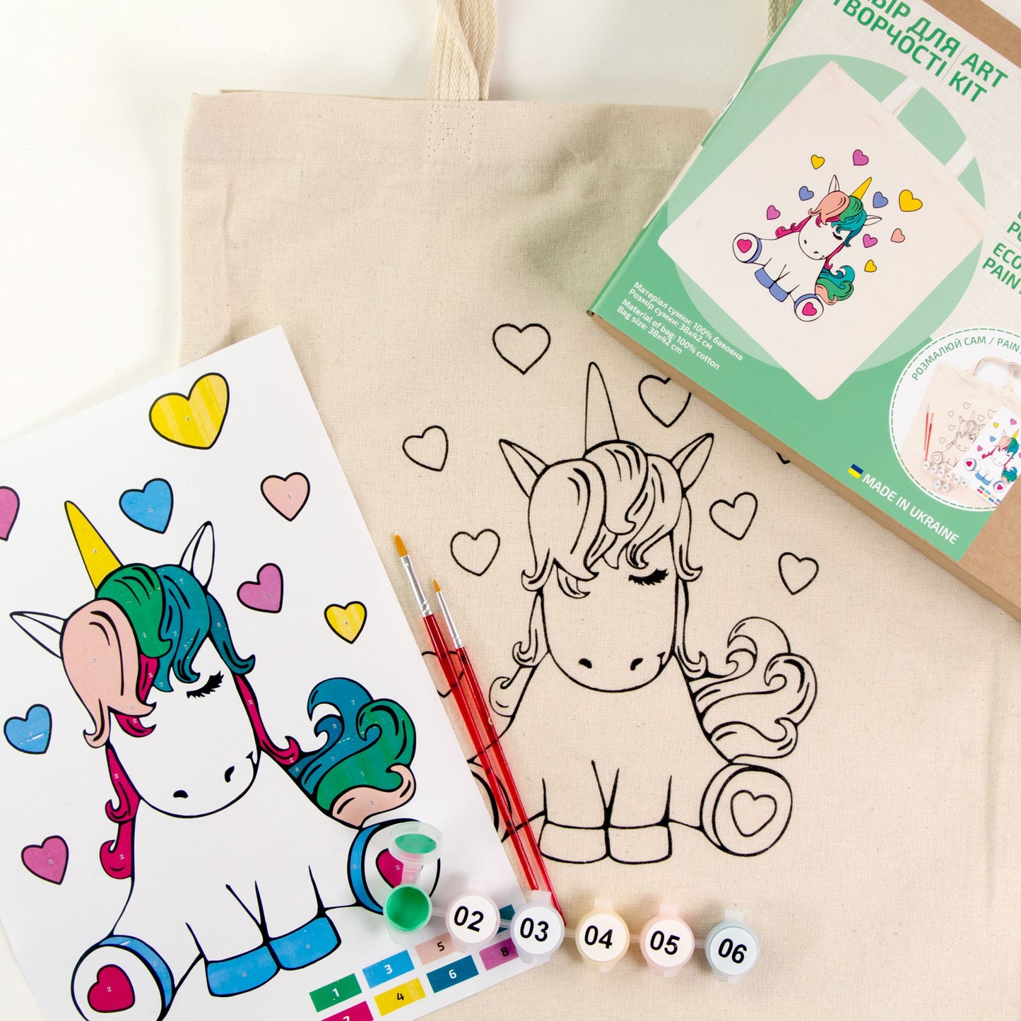 ROSATalent: Eco-Friendly Cotton Ecobag Coloring Kit – Unicorn (220 GSM, 38x42 cm)