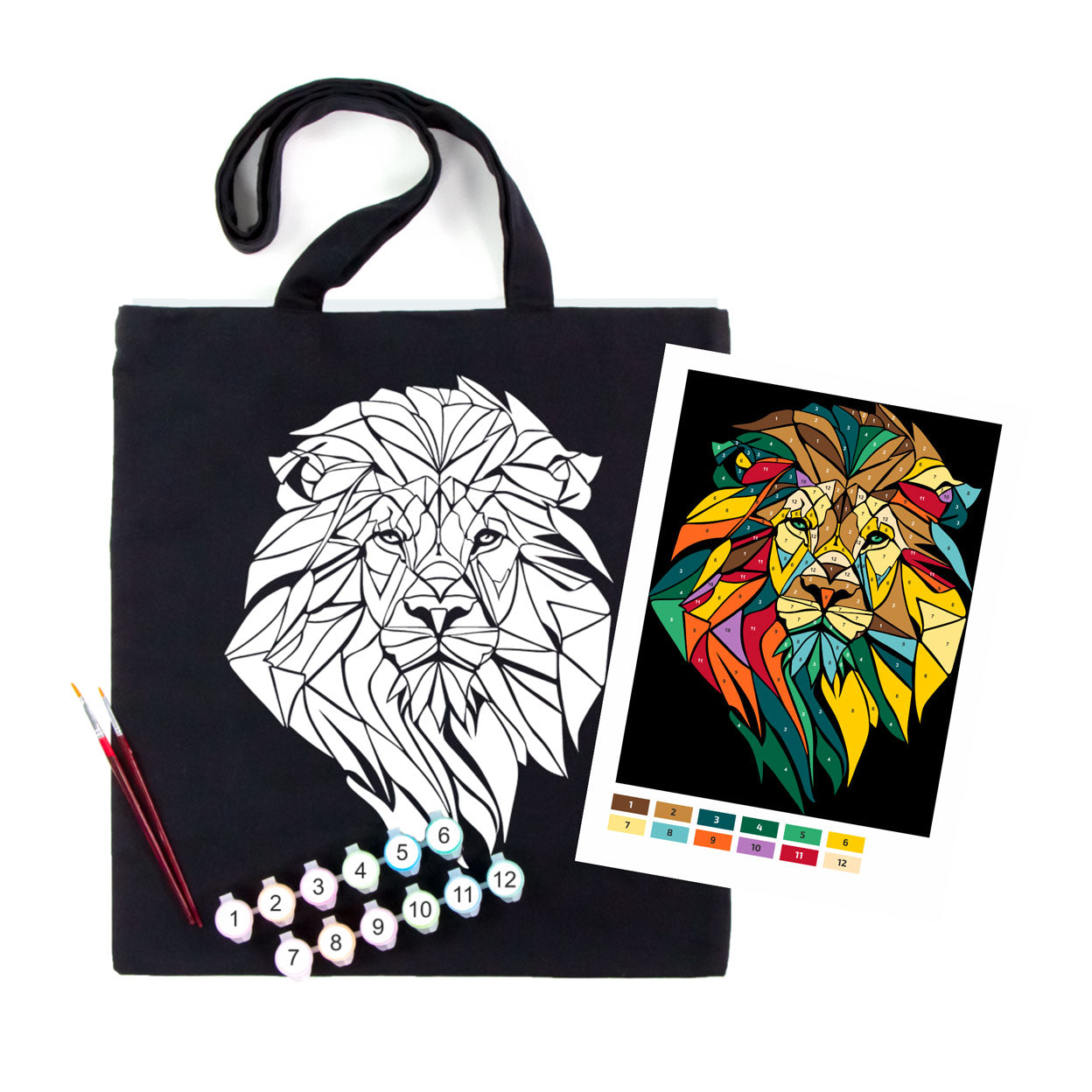 ROSATalent: Eco-Friendly Cotton Ecobag Coloring Kit – Neon Lion (220 GSM, 38x42 cm)