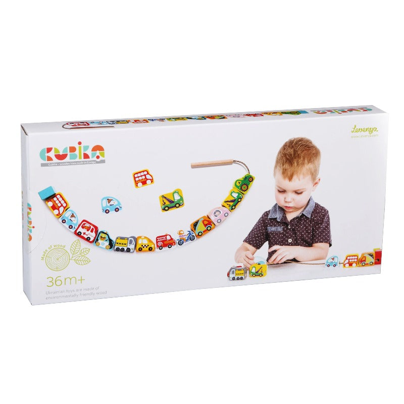 Wise Elk/Cubika Wooden Lacing Toy - Flying Cars