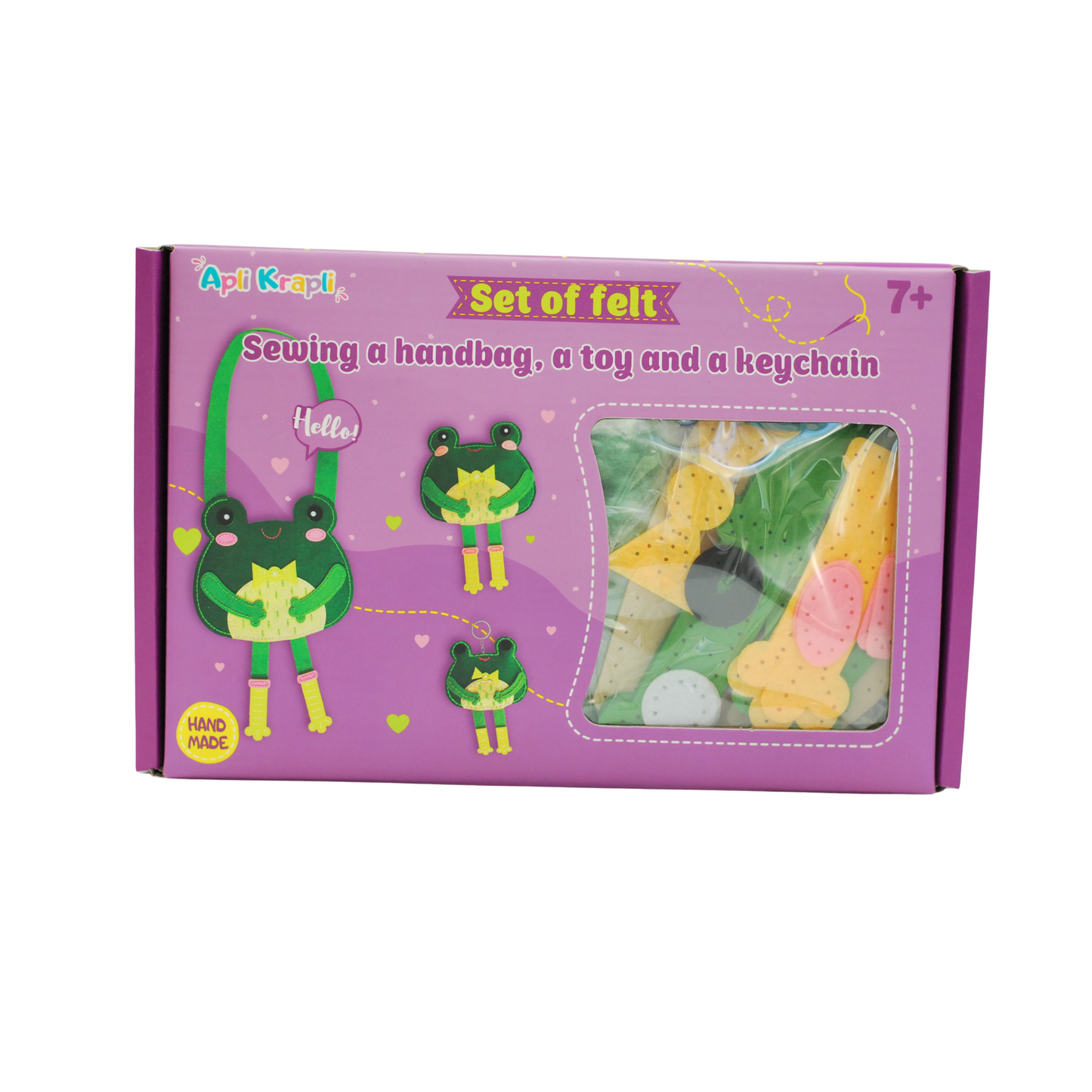 APLI Krapli - APLI Krapli Sewyourself Felt Toy Kit . Sewing A Bag Toy And Keychain Frog Precut Felt Stuffing Thread & Safe Needle Ages 6+
