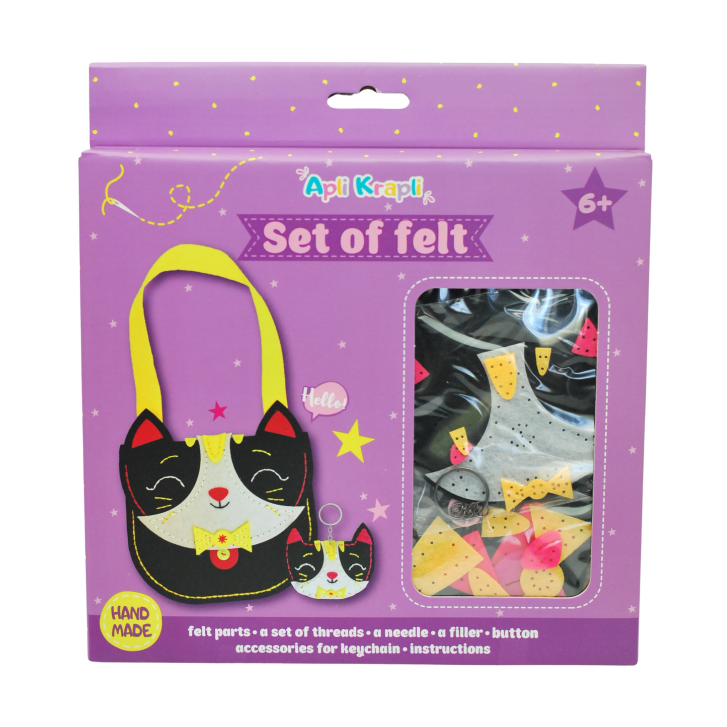 APLI Krapli - APLI Krapli Sewing Patterns Bag & Keychain Cat Printable Templates Materials Not Included Ages 10+