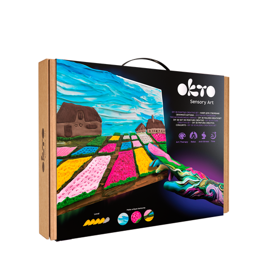 OKTO Sensory Art 3D Painting “Flower Beds in Holland” – 11.8” x 15.7” Canvas Kit