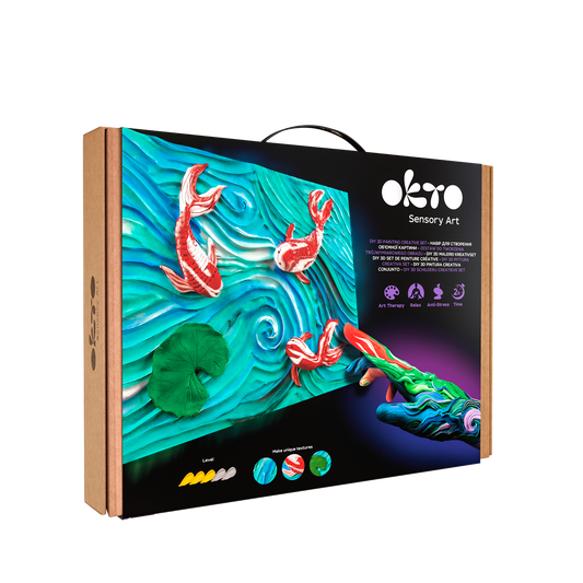 OKTO Sensory Art 3D Painting “Koi Carps” – 11.8” x 15.7” Canvas Kit