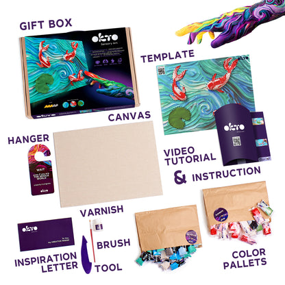 OKTO Sensory Art 3D Painting “Koi Carps” – 11.8” x 15.7” Canvas Kit