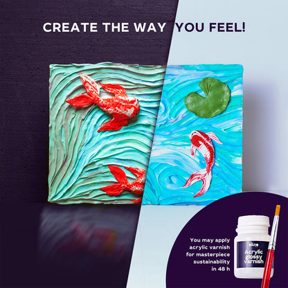 OKTO Sensory Art 3D Painting “Koi Carps” – 11.8” x 15.7” Canvas Kit