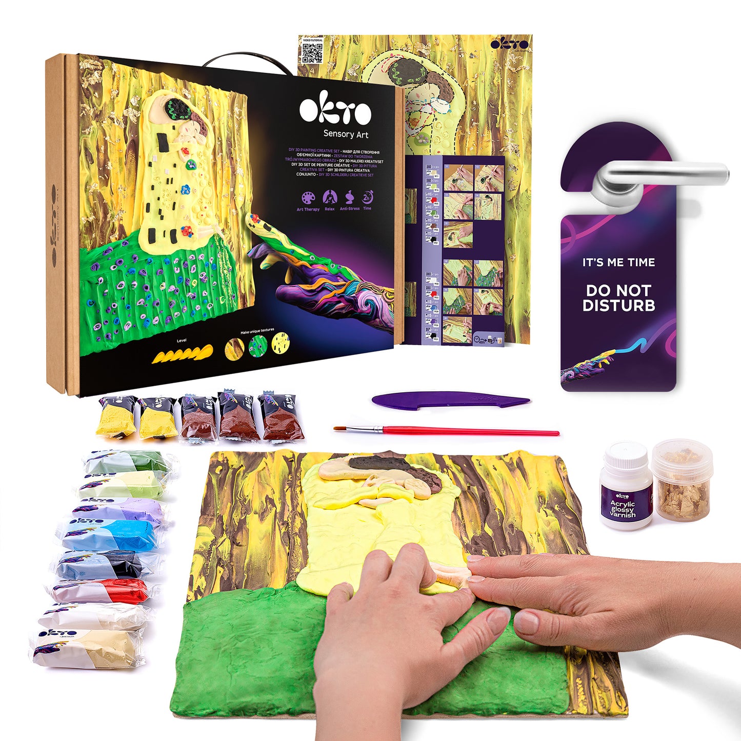 OKTO Sensory Art 3D Painting “The Kiss” – 11.8” x 15.7” Canvas Kit
