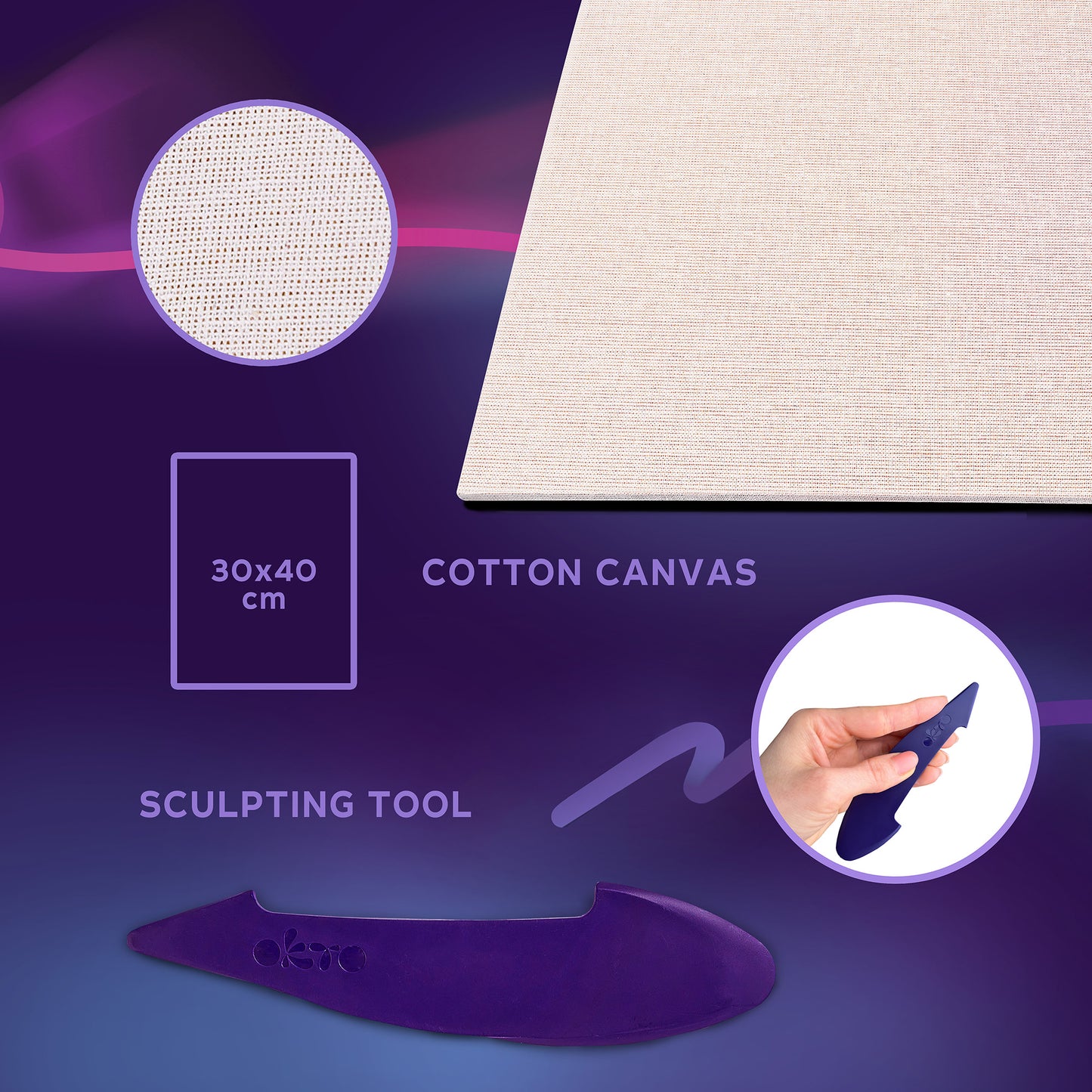 OKTO Sensory Art 3D Painting “The Kiss” – 11.8” x 15.7” Canvas Kit