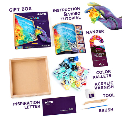 OKTO Air-Dry Clay 3D Painting Kit – Mood Ocean Calm (8.3 x 8.3 in)