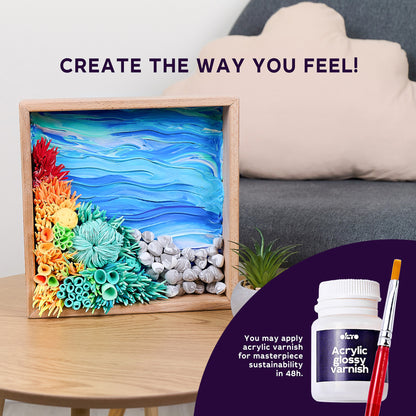 OKTO Air-Dry Clay 3D Painting Kit – Mood Ocean Calm (8.3 x 8.3 in)