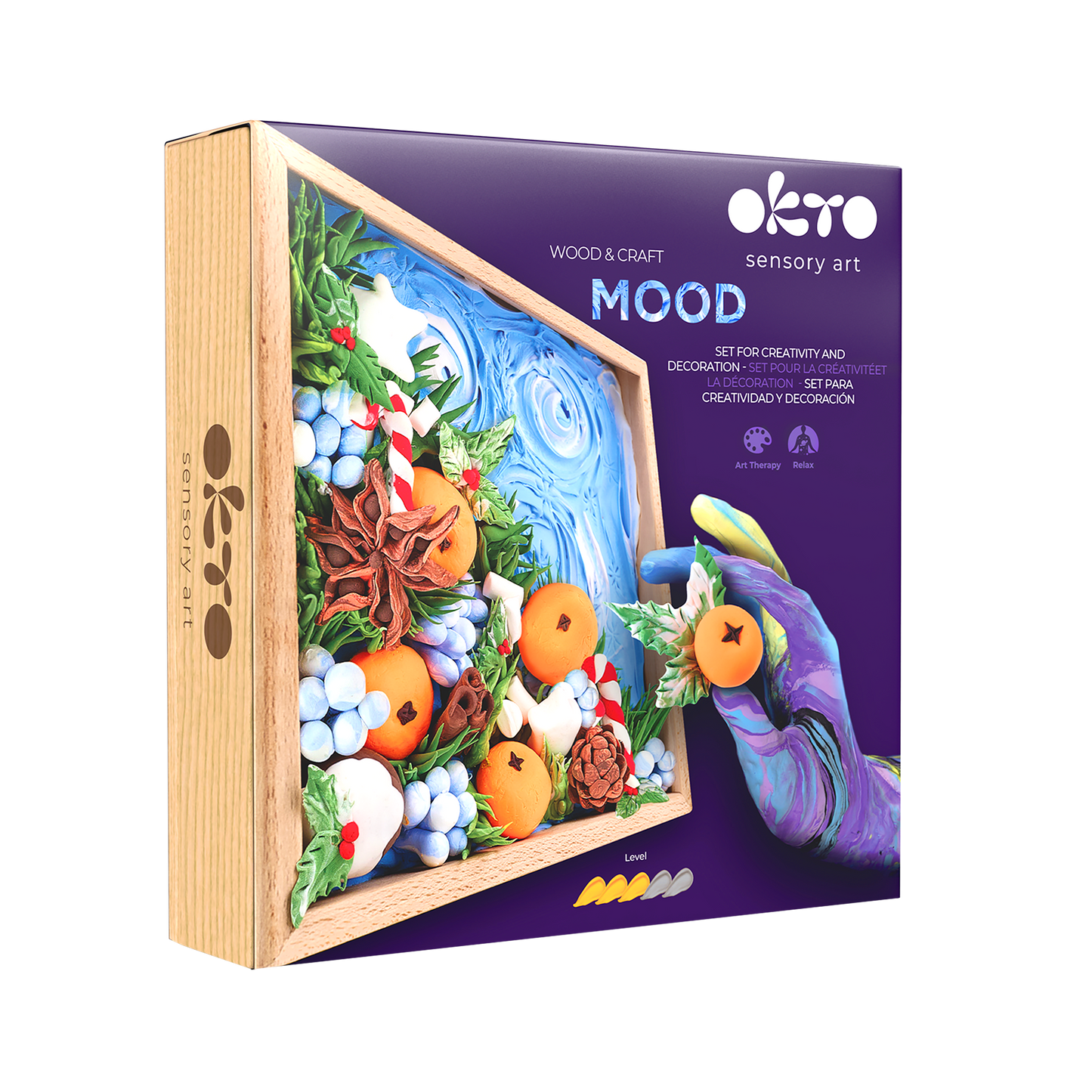 OKTO “Happiness” — Holiday Air‑Dry Clay in Wooden Frame (~8.3″) — Ages 14+