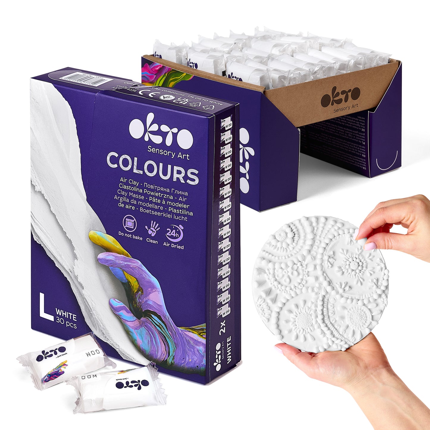 OKTO Colors Air Clay (L) — 30 Sticks — Refill — Ages 14+