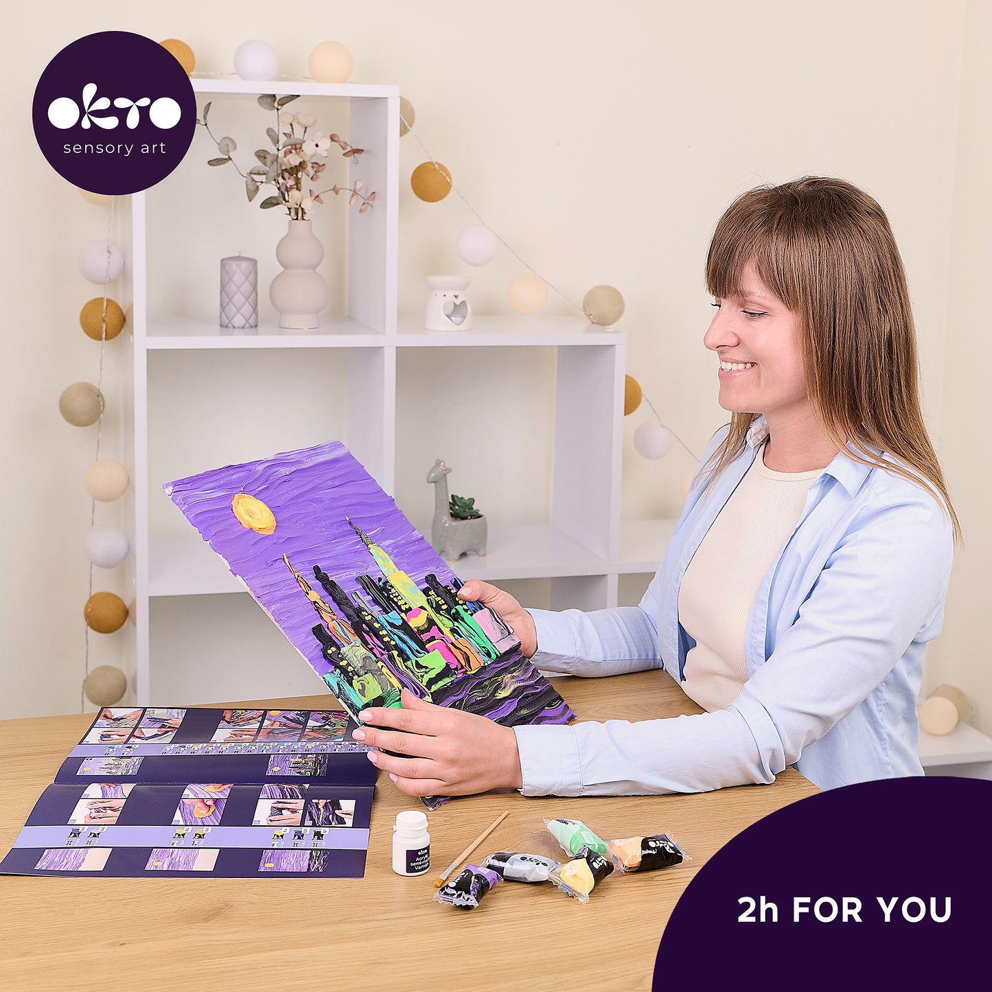 OKTO 3D Clay Painting — New York Skyline (≈16×12 in) — Ages 14+