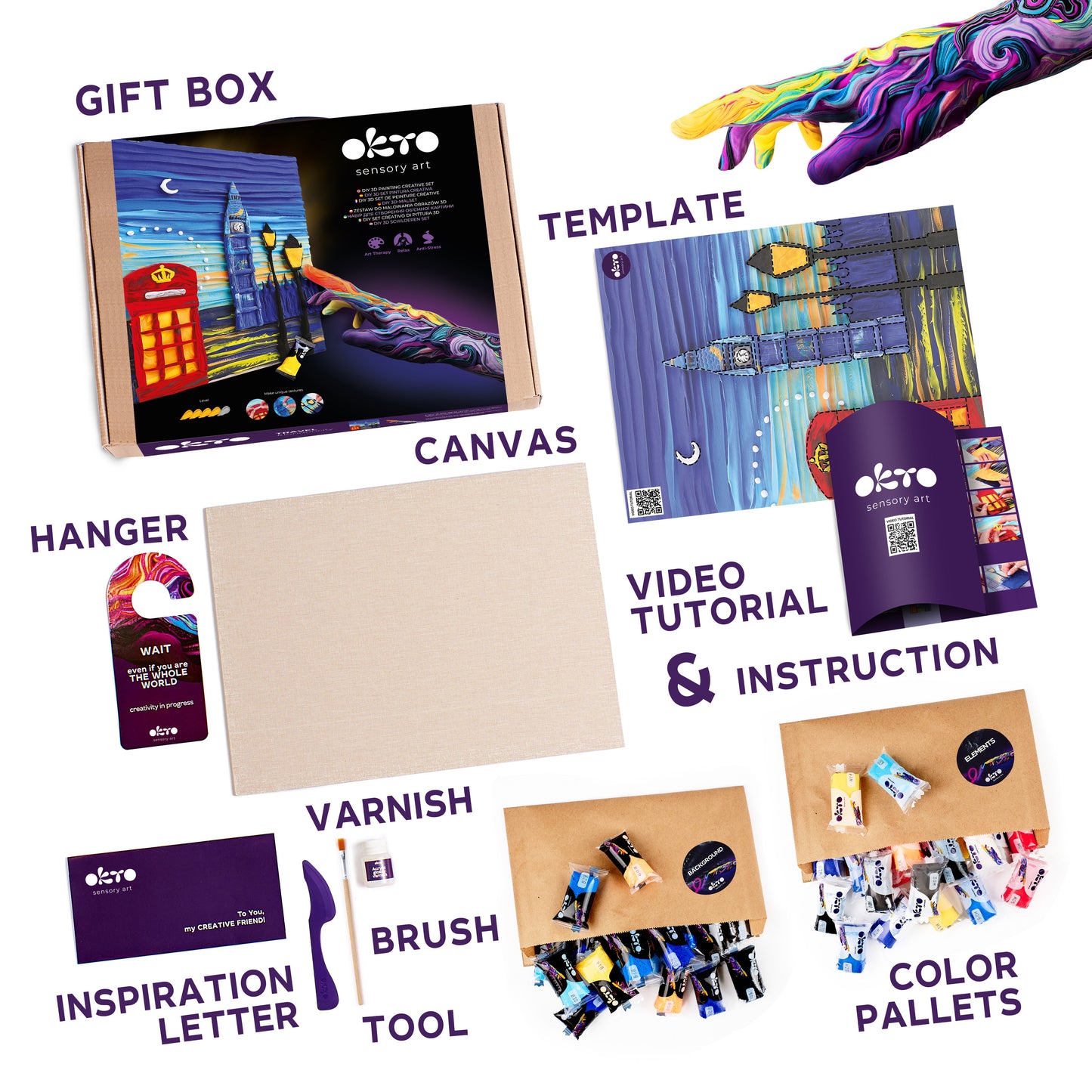 OKTO 3D Clay Painting — London City  (≈16×12 in) — Ages 14+
