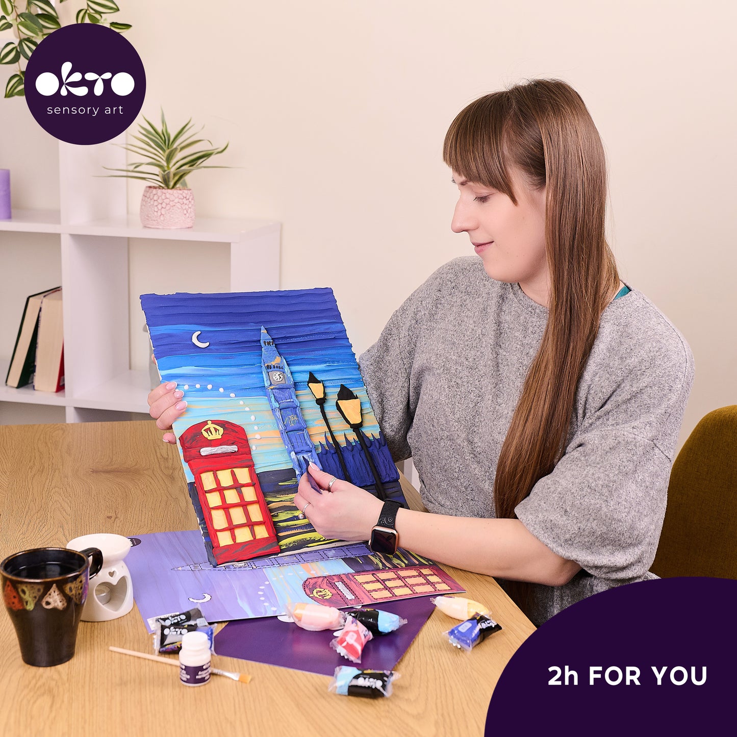 OKTO 3D Clay Painting — London City  (≈16×12 in) — Ages 14+