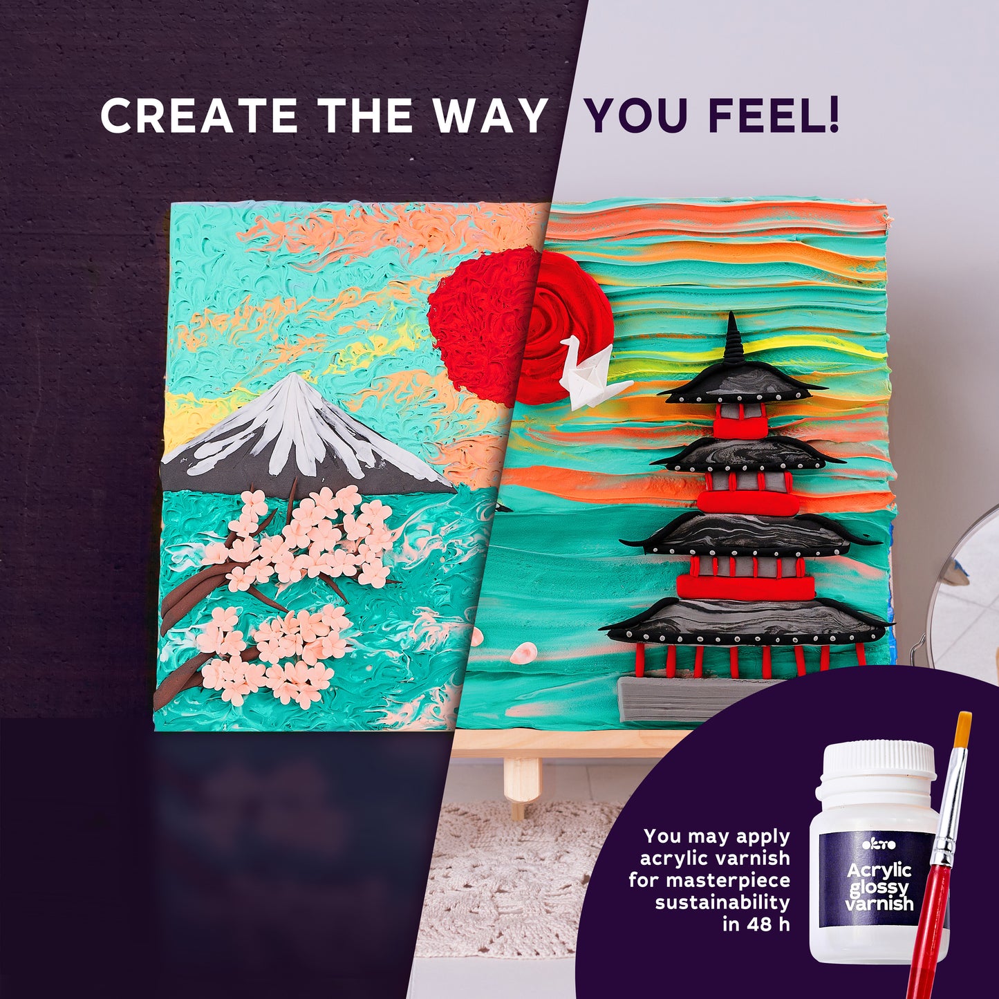 OKTO 3D Clay Painting — Japan  (≈16×12 in) — Ages 14+