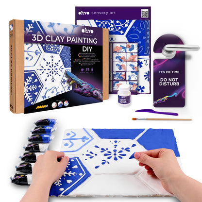 OKTO 3D Clay Painting — Tiles Lisbon Azulejos  (≈16×12 in) — Ages 14+