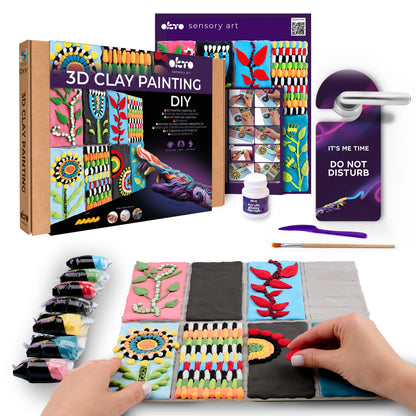 OKTO 3D Clay Painting — Tiles Patchwork Garden (≈16×12 in) — Ages 14+