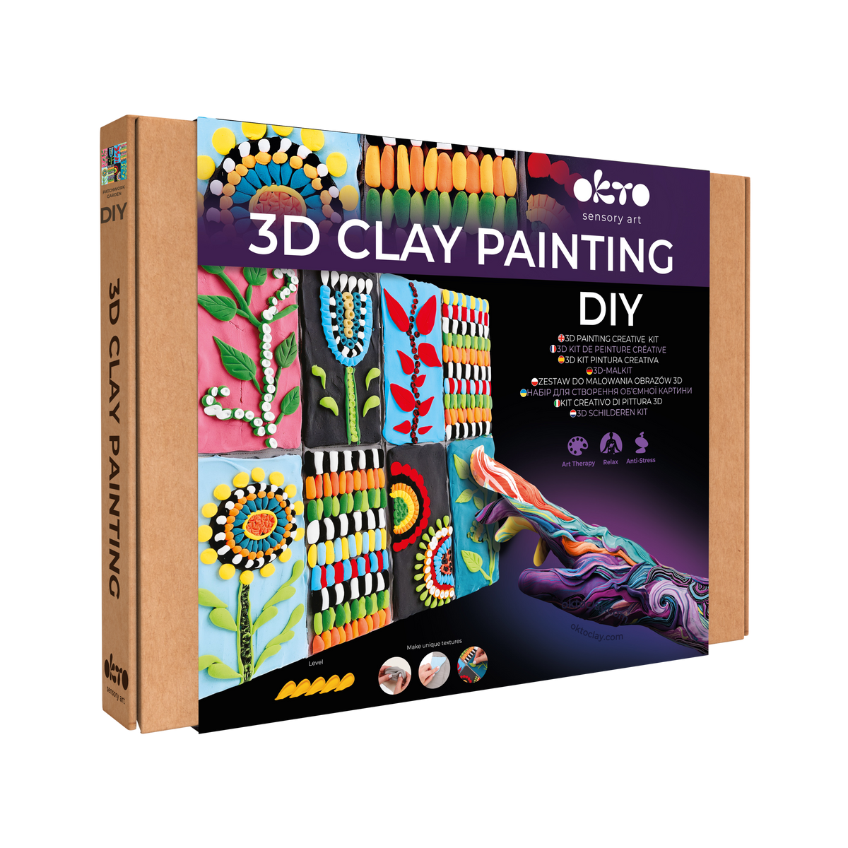 OKTO 3D Clay Painting — Tiles Patchwork Garden (≈16×12 in) — Ages 14+