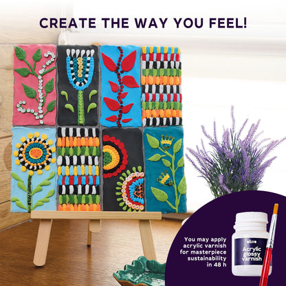 OKTO 3D Clay Painting — Tiles Patchwork Garden (≈16×12 in) — Ages 14+