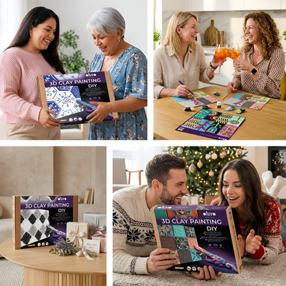 OKTO 3D Clay Painting — Tiles Patchwork Garden (≈16×12 in) — Ages 14+