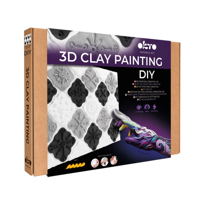 OKTO 3D Clay Painting — Tiles Monochrome Harmony (≈16×12 in) — Ages 14+