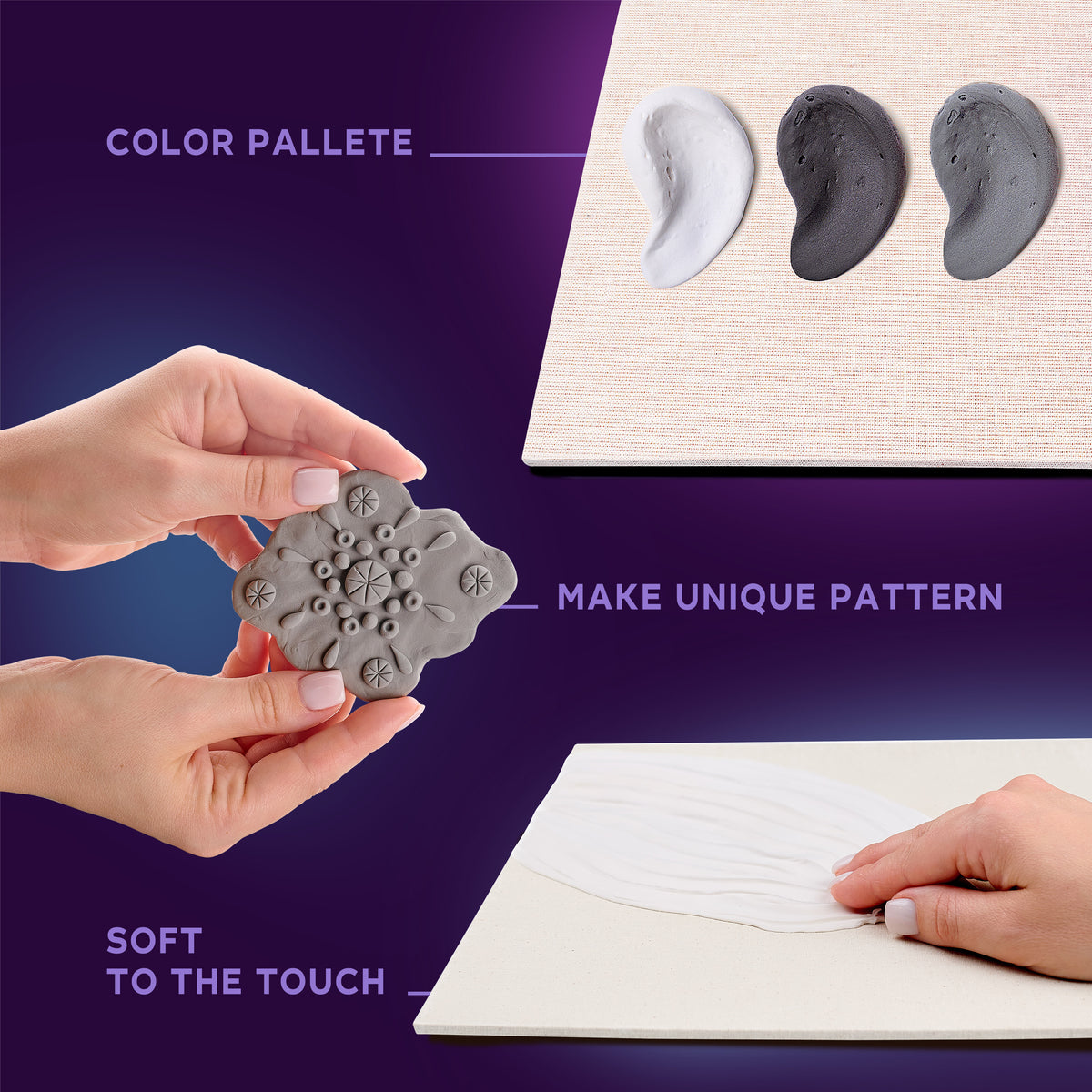 OKTO 3D Clay Painting — Tiles Monochrome Harmony (≈16×12 in) — Ages 14+