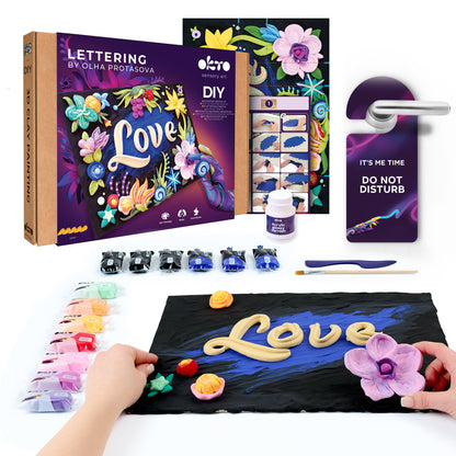 OKTO 3D Clay Painting — Lettering Love (≈16×12 in) — Ages 14+