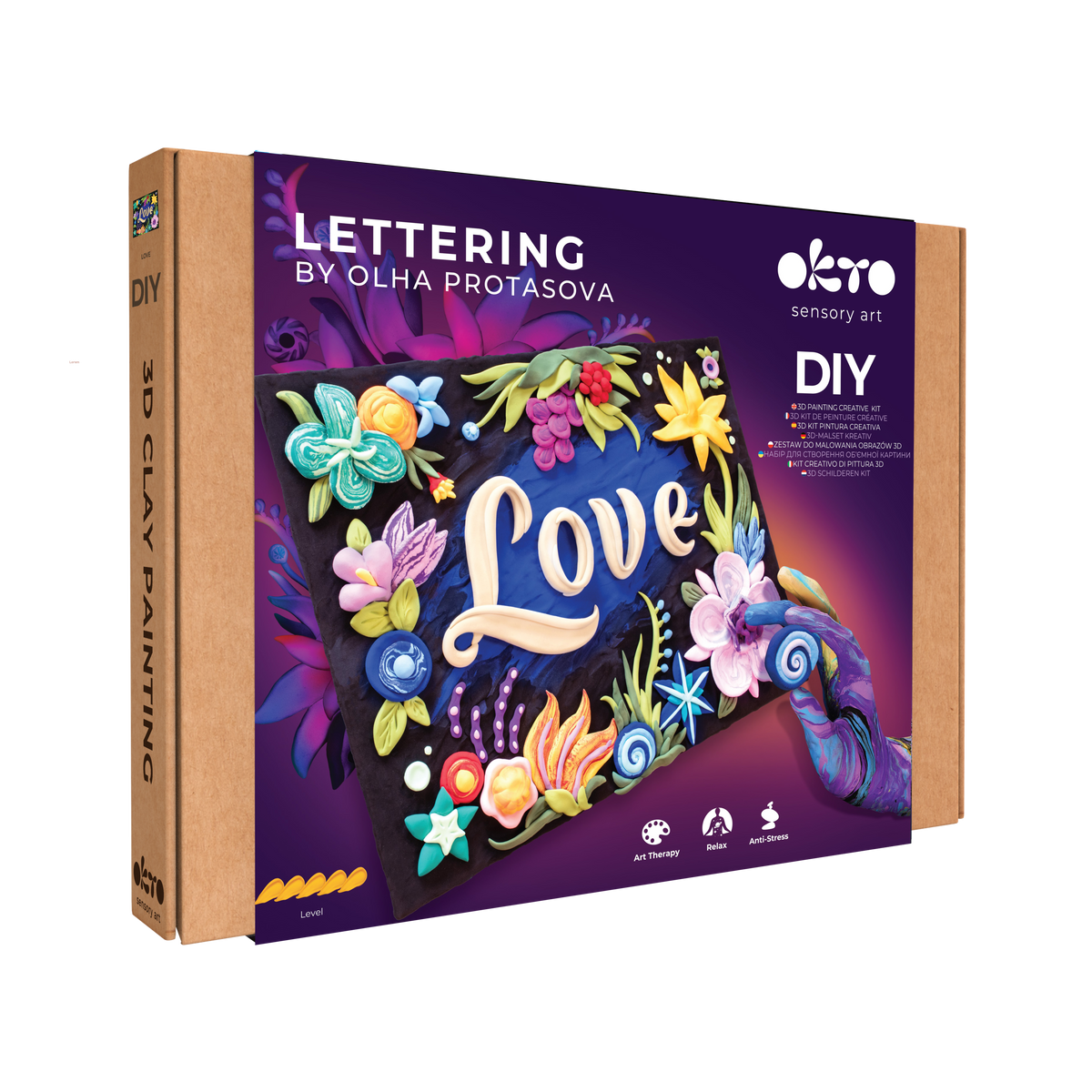 OKTO 3D Clay Painting — Lettering Love (≈16×12 in) — Ages 14+