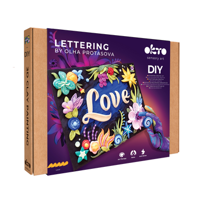 OKTO 3D Clay Painting — Lettering Love (≈16×12 in) — Ages 14+