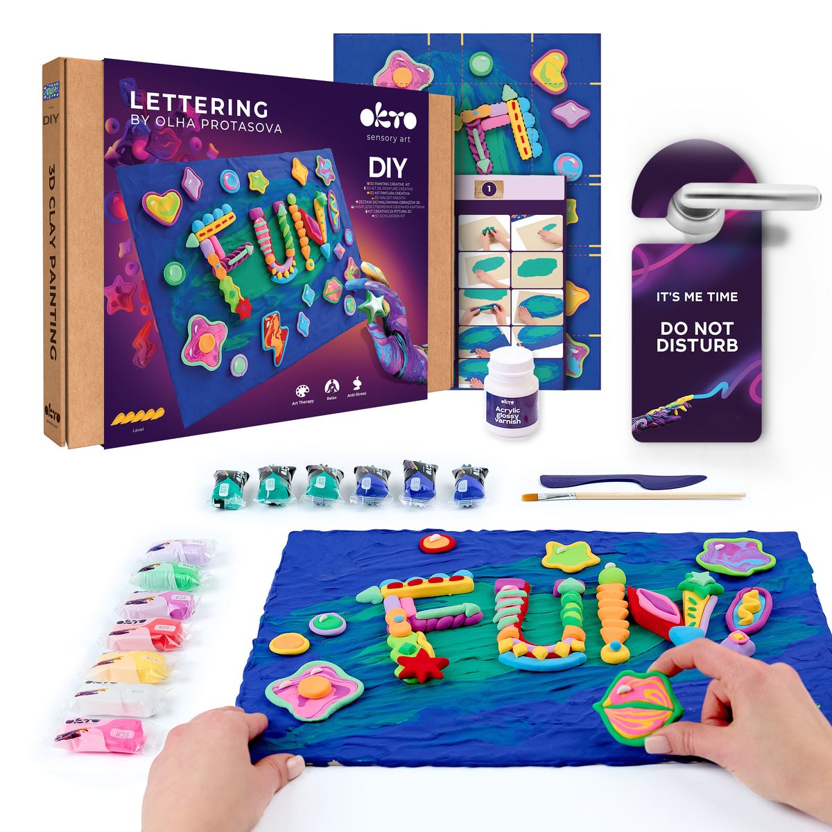 OKTO 3D Clay Painting — Lettering Fun (≈16×12 in) — Ages 14+
