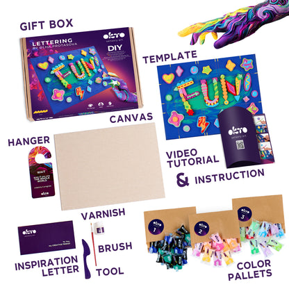 OKTO 3D Clay Painting — Lettering Fun (≈16×12 in) — Ages 14+