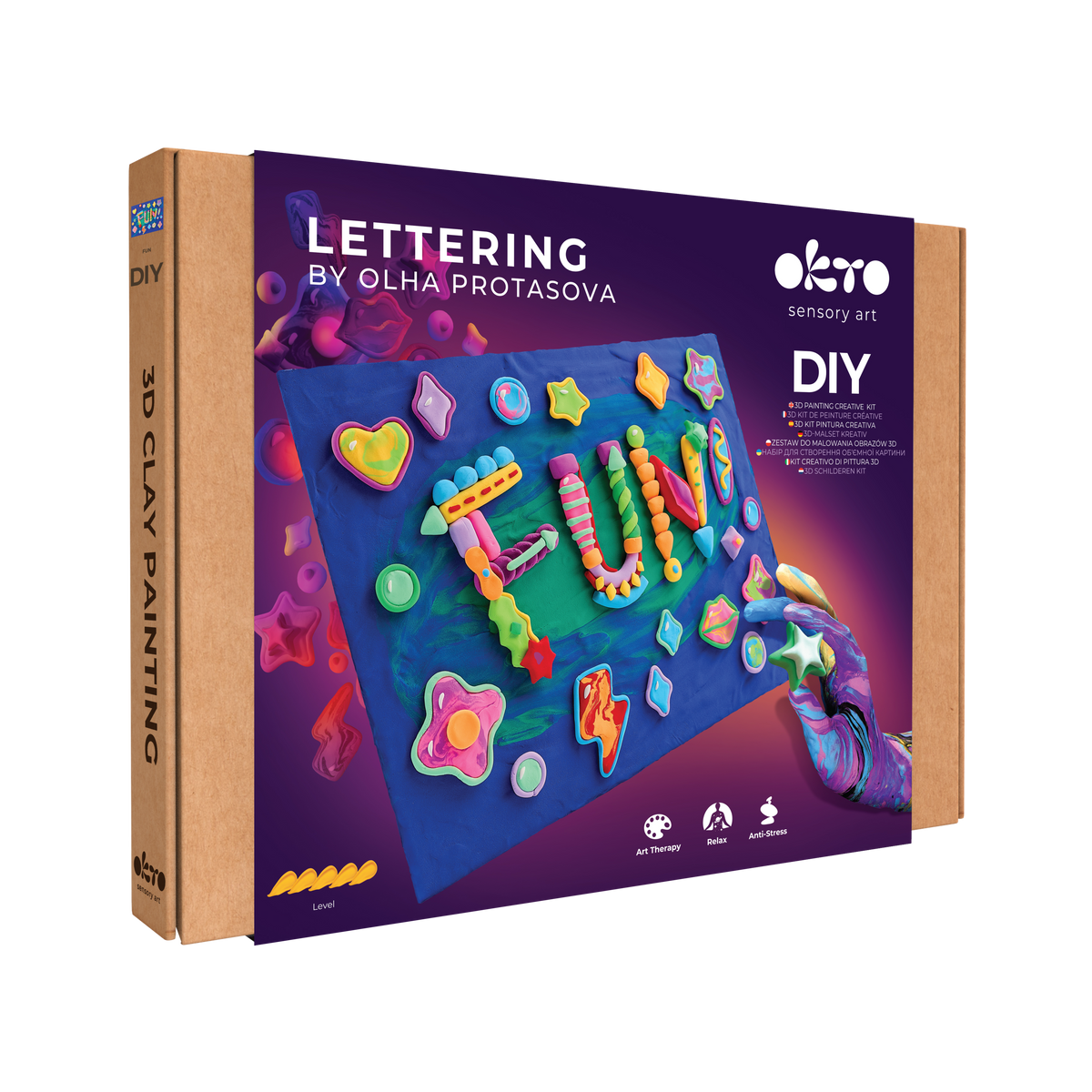 OKTO 3D Clay Painting — Lettering Fun (≈16×12 in) — Ages 14+