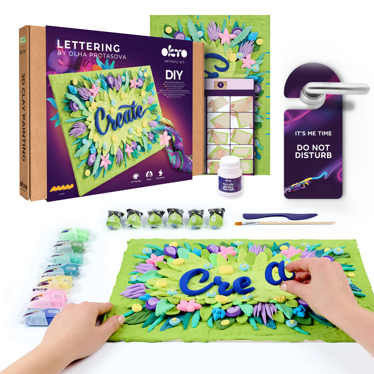 OKTO 3D Clay Painting — Lettering Create (≈16×12 in) — Ages 14+