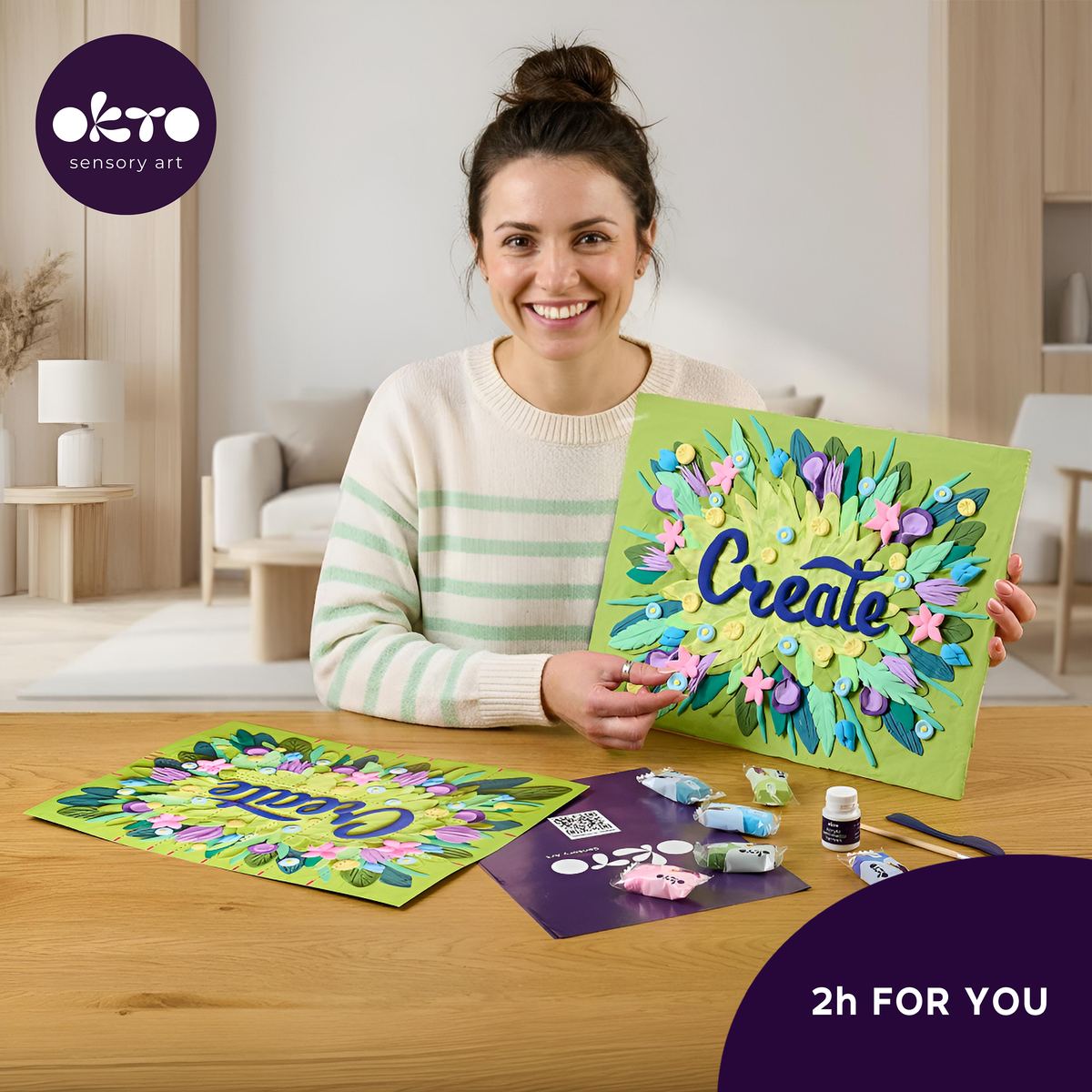 OKTO 3D Clay Painting — Lettering Create (≈16×12 in) — Ages 14+