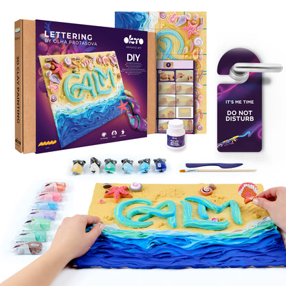 OKTO 3D Clay Painting — Lettering Calm (≈16×12 in) — Ages 14+