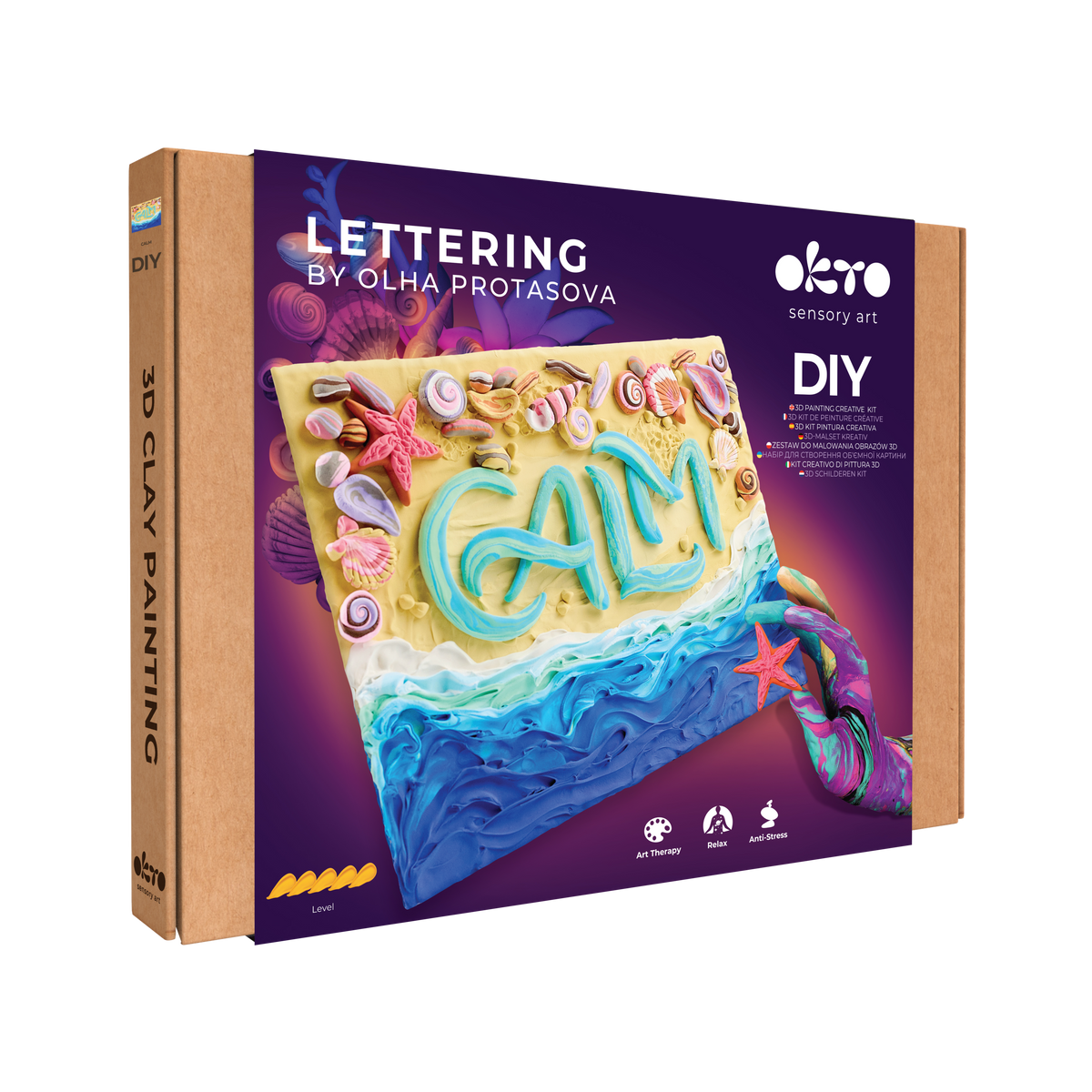OKTO 3D Clay Painting — Lettering Calm (≈16×12 in) — Ages 14+