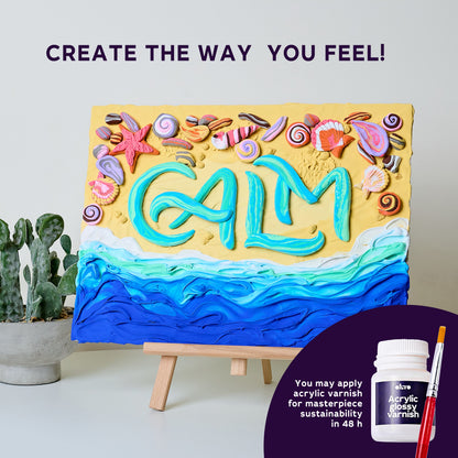 OKTO 3D Clay Painting — Lettering Calm (≈16×12 in) — Ages 14+