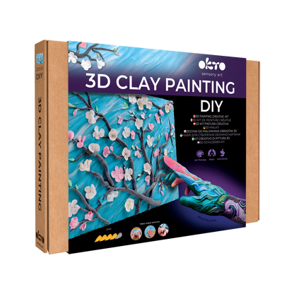 OKTO 3D Clay Painting — Branches with Almond Blossom  (≈16×12 in) — Ages 14+