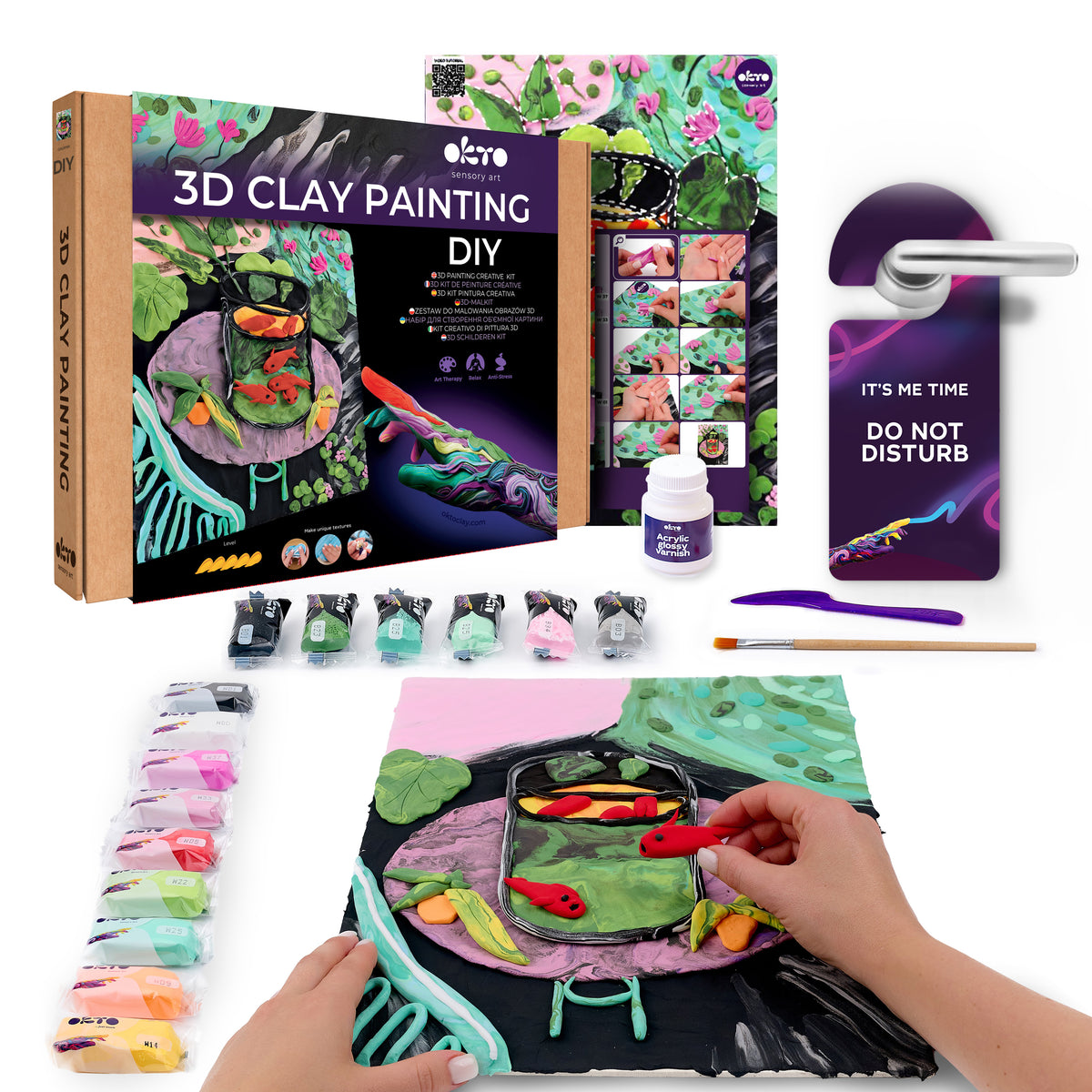 OKTO 3D Clay Painting — Goldfish  (≈16×12 in) — Ages 14+