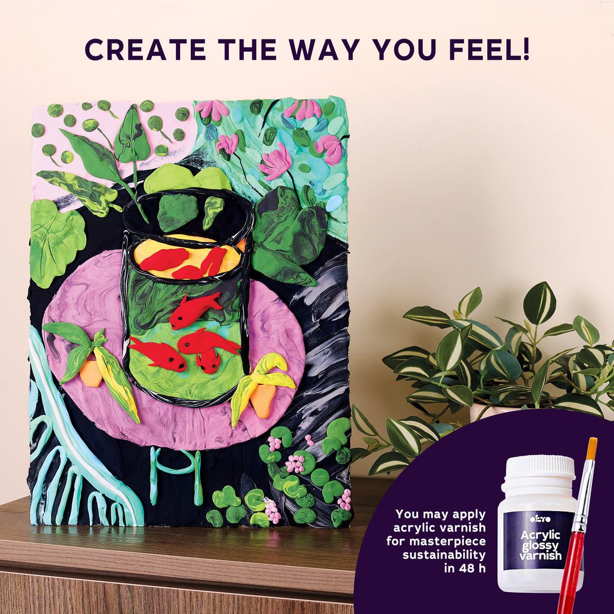 OKTO 3D Clay Painting — Goldfish  (≈16×12 in) — Ages 14+