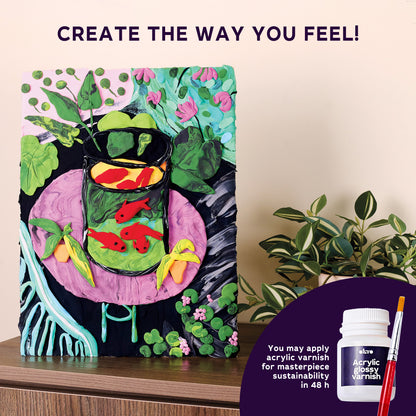 OKTO 3D Clay Painting — Goldfish  (≈16×12 in) — Ages 14+
