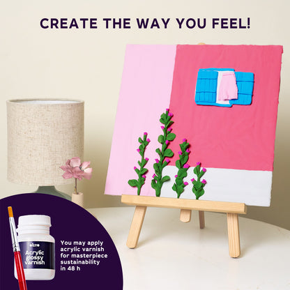 OKTO 3D Clay Painting — Window collection Pink Morning (≈16×12 in) — Ages 14+