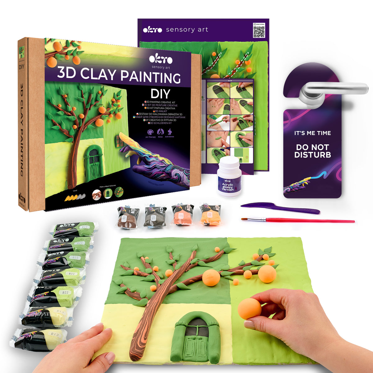 OKTO 3D Clay Painting — Window collection Orange Siesta (≈16×12 in) — Ages 14+