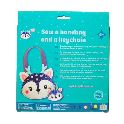 APLI Krapli - APLI Krapli Sewing Patterns Bag & Keychain Deer Printable Templates Materials Not Included Ages 10+
